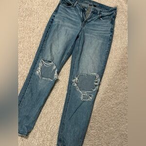 American Eagle Outfitters Light Blue Distressed Straight Leg Jeans